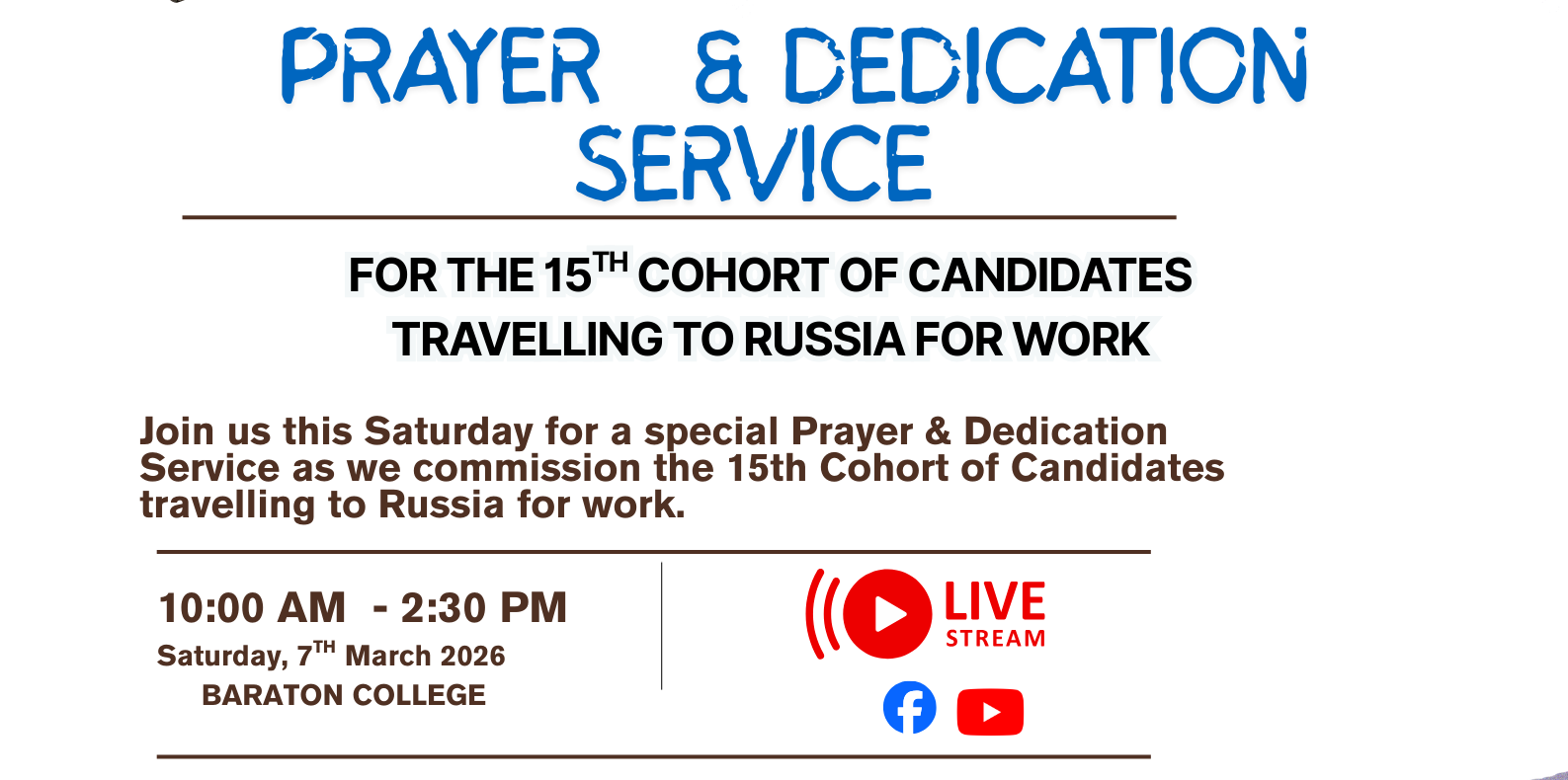 15TH COHORT PRAYER AND DEDICATION SERVICE